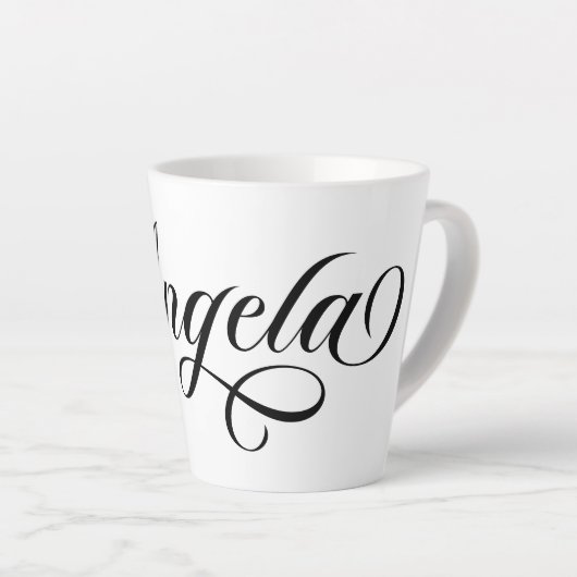 Zwart Elegant Lettering Angela Latte Mok (Rechterhoek)