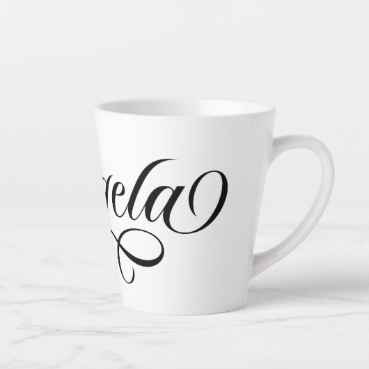 Zwart Elegant Lettering Angela Latte Mok (Rechts)