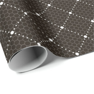 Zwart Elegant Minimaal Kant Wit Lattice Burlap Cadeaupapier