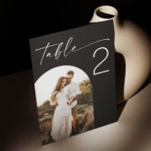 Zwart elegant minimalistisch script boog foto brui