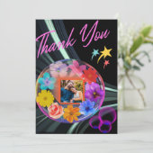 Zwart Elegant Modern Bloemig Kleurig Boho Chic Zoo Bedankkaart (Staand voorkant)