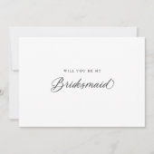 Zwart Elegant Modern Script bruidsmeisje voorstel Kaart (Voorkant)