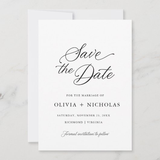 Zwart Elegant Modern Script Kalligrafie Kaart (Voorkant)