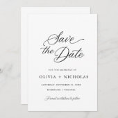 Zwart Elegant Modern Script Kalligrafie Kaart (Voorkant / Achterkant)