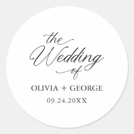 Zwart Elegant Modern Script Kalligrafie Ronde Sticker