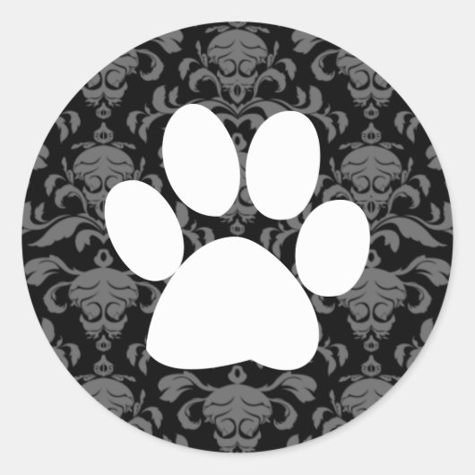 Zwart Elegant Paw Print Sticker (Voorkant)