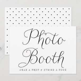 Zwart elegant schrift trouwfoto booth bord kaart