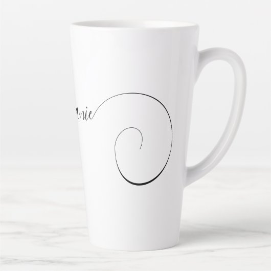Zwart Elegant Script Curly Naam Latte Mok (Rechts)