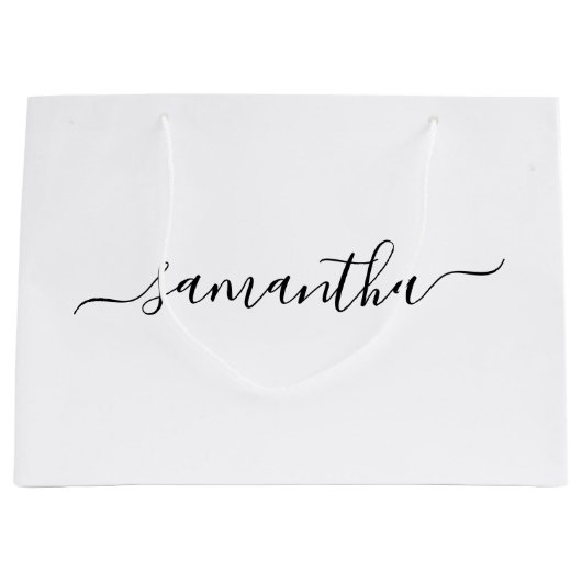 Zwart Elegant Script Handtekening Naam Groot Cadeauzakje (Voorkant)