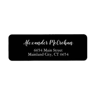 Zwart elegant Script Return Address Label