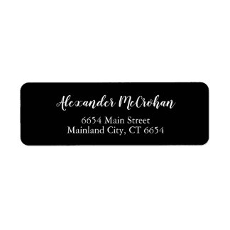 Zwart elegant Script Return Address Label