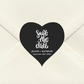 Zwart Elegant Script Sla de datum Boho bruiloft Hart Sticker