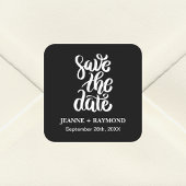 Zwart Elegant Script Sla de datum Boho bruiloft Vierkante Sticker