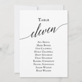 Zwart Elegant Script Tabel Nummer 11 Zitting Grafi Kaart (Achterkant)