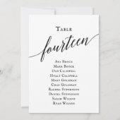 Zwart Elegant Script Tabel Nummer 14 Zitplaatsen G Kaart (Achterkant)