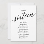 Zwart Elegant Script Tabel Nummer 16 Zitplaatsen G Kaart (Achterkant)