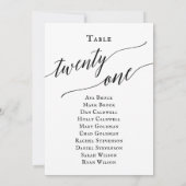 Zwart Elegant Script Tabel Nummer 21 Zitting Grafi Kaart (Achterkant)