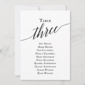 Zwart elegant script tabel nummer 3 kaart (Voorkant)