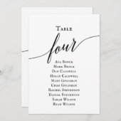 Zwart elegant script tabel nummer 4 kaart (Voorkant / Achterkant)