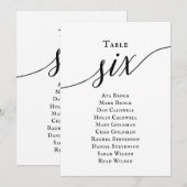 Zwart Elegant Script Tabel Nummer 6 Zitplaatskaart Kaart (Voorkant / Achterkant)