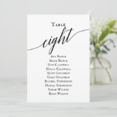 Zwart elegant script tabel nummer 8 kaart (Staand voorkant)