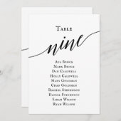 Zwart Elegant Script Tabel Nummer 9 Zitplaatskaart Kaart (Voorkant / Achterkant)