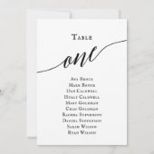 Zwart elegant Script Table Number 1 (Zitdiagram) Kaart (Achterkant)