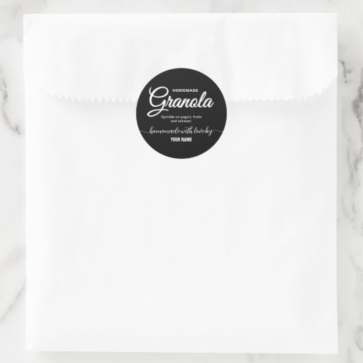 Zwart Elegant Script zelfgemaakt granola label (Tas)