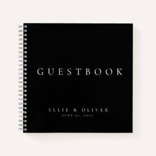 Zwart Elegant Trouwen Gastboek Notitieboek