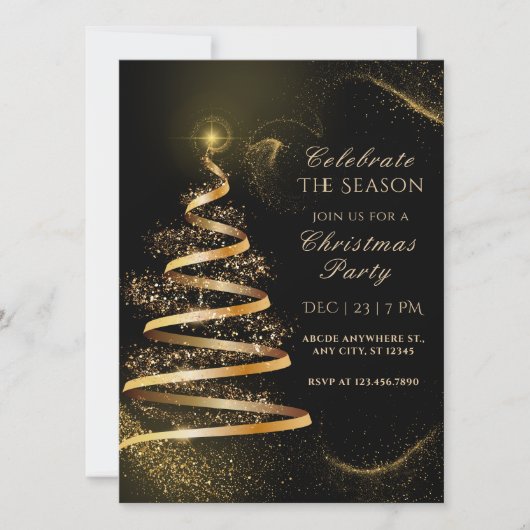 Zwart Elegant vieren Kerstmis vakantie seizoen Kaart (Voorkant)
