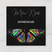 Zwart elegant vierkant visitekaartje (Voorkant)