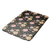Zwart Elegant  Wildflower Roos Pattern Badmat (Gekanteld)