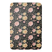 Zwart Elegant  Wildflower Roos Pattern Badmat (Voorkant Verticaal)