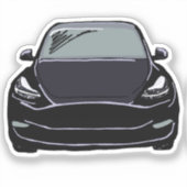 Zwart Elektrisch Voertuig SUV Auto Tekening Sticker (Voorkant)