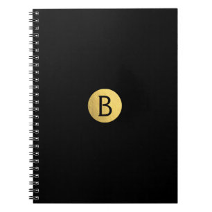 Zwart (elke kleur) Goud Folie Modern Monogram Tren Notitieboek