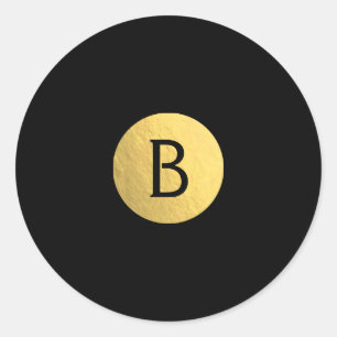 Zwart (elke kleur) Gouden folie Modern Monogram Ch Ronde Sticker