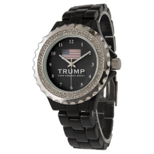 Zwart emaille MAGA Trump horloge voor republikeins