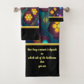 Zwart en abstract grappig gezegde bad handdoek (Insitu)