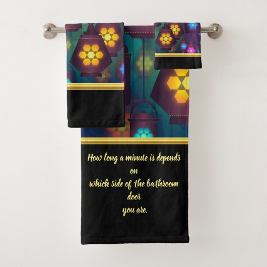 Zwart en abstract grappig gezegde bad handdoek (Insitu)
