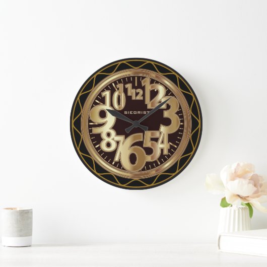 Zwart en Antiek Goud Abstract Grote Klok (Huis)