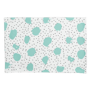 Zwart en Aqua Blue Abstracte Stippen Patroon Kussensloop