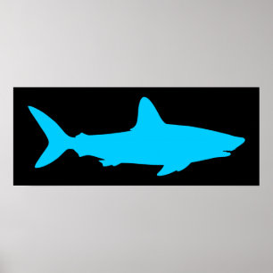 Zwart en Aqua Haai Poster