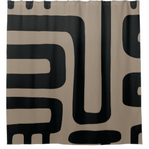 Zwart en beige Abstract douchegordijn