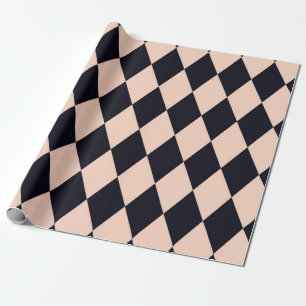 Zwart en beige argyle diamant streeppatroon cadeaupapier