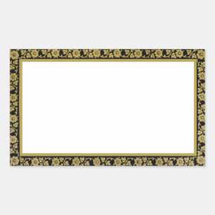 Zwart en Beige Bloemen Lijst Stijl Rechthoekige Sticker