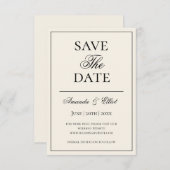 Zwart en beige minimalistisch script bruiloft save the date (Voorkant / Achterkant)