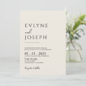 Zwart en beige minimalistische Boho Neutral Weddin Kaart (Staand voorkant)