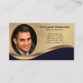 Zwart en Beige Professionele Aangepaste Foto Visitekaartje (Voorkant)