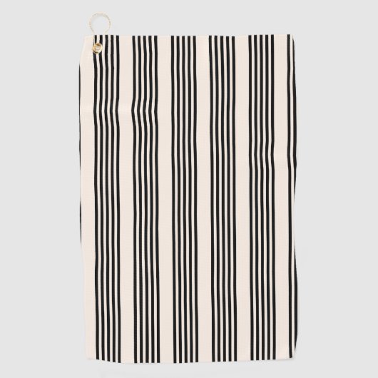 Zwart en beige vijf strips golfhanddoek (Voorkant)
