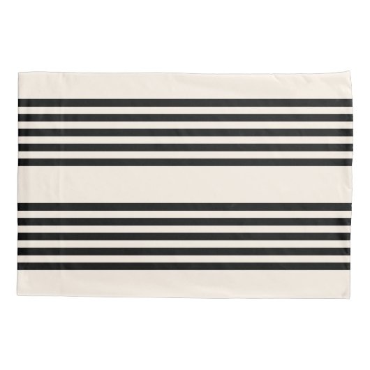 Zwart en beige vijf strips kussensloop (Achterkant)